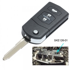 Folding Remote key Car Starter 3 Button 433MHz 4D63 Chip for Mazda 2 / 3 / 5 / 6 / MX5 / CX7 (SKE126-01)
