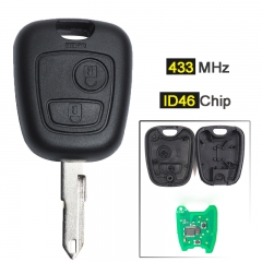 KYDZ Remote Key 2 Button 433MHz ID46 Chip for Peugeot 206