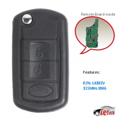 Modified Flip Remote Key 315MHz/433MHz for LAND ROVER Range Rover 2002-2006 LX8FZV