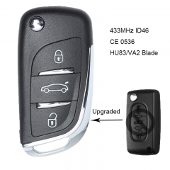 Modified Folding Remote Key 3 Button 433MHZ ID46 Chip for Peugeot 307 0536 Model HU83/VA2