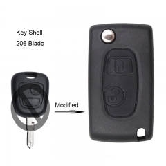 Modified Flip Remote Key Shell 2 Button for Peugeot Citroen VA3L