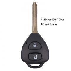 Remote Key Fob 2 Buttons 433MHz 4D67 Chip for Toyota RAV4 2006-2010 Europe TOY47
