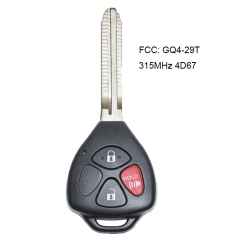 Remote Key 3 Button 315MHz 4D67 Chip for Toyota Venza FCC: GQ4-29T