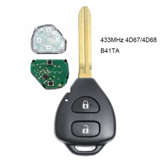 2 Button 433MHz 4D67 / 4D68 Chip Remote Car Key Fob for Toyota Yaris 2006-2011 FCC ID:B41TA