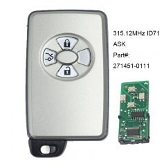 Smart Remote Key 3 BTN 315.12MHz 71 Chip for TOYOTA RV4 Yaris Corolla 2005-2010
