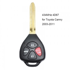 Remote Car Key Fob 4 Button 434MHz 4D67 for Toyota Camry 2003-2011