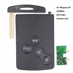 Smart Key Keyless-Go 4 Button 433MHz With PCF7952 Chip for Renault Megane III& Scenic lll