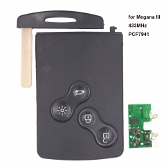 Smart Key 4 Button 433MHz With PCF7941 Chip Semi-intelligent for Renault Megana III