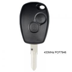 Remote Key 2 Button 433MHz PCF7947 Chip for Renault