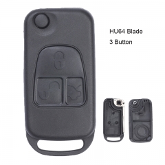 Remote Car Key Shell Case 3 Button for Mercedes-Benz C E ML S HU64 Blank Blade