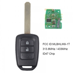 Remote Car Key 2 Button 313.8/433mhz ID47 for 2013-2016 Fit FCC ID:MLBHLIK6-1T