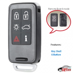 Remote Car Key Shell Case Fob 6 Button for Volvo S60 S80 V60 XC60 XC70 FCC ID: KR55WK49266