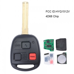 Remote Key Fob 3 Button 4D68 Chip for 2003-2008 Lexus GX470 LX470 FCC ID HYQ1512V