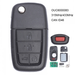 Flip Remote Key 5 Button 315MHz/ 433MHz CAN ID46 for Pontiac G8 2008-2009 FCCID OUC6000083