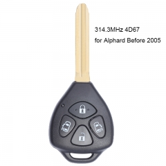 Remote Key Fob 4 Button 314.3MHz 4D67 Chip for Toyota Alphard Before 2005