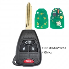 Remote Key 3+1 Button ID46 Chip 433MHz for Chrysler Pacifica Jeep Liberty FCC M3N5WY72XX