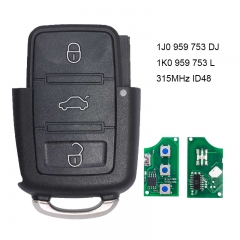 Remote Key Control 3 Button 315MHz 1K0 959 753 L (1J0 959 753 DJ) for VW Volkswagen