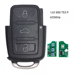 Remote key 3 Button 433Mhz for VW Volkswagen P/N: 1JO 959 753 P
