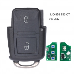Remote Key 2 Button 434MHz for VW Volkswagen P/N:  1JO 959 753 CT