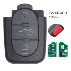 Remote Key 3+1 Button 315Mhz 4D0 837 231 E For AUDI