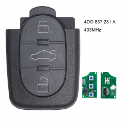 Remote Control Key 3 Button 4DO 837 231 A 433.92Mhz For Audi