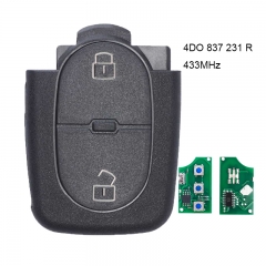 Remote Control Key 433.92Mhz 2 Button 4DO 837 231 R for Audi