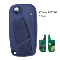 Flip Remote Key 3B 434MHz PCF7946 for Fiat Punto Ducato Stilo Panda Central Blue