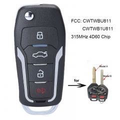 Upgraded Flip Remote Car Key Fob 4 Button 315MHz 4D60 for Subaru Outback Legacy 2011-2014 FCC: CWTWBU811, CWTWB1U811