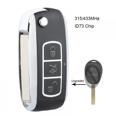 Upgraded Flip Remote Car Key Fob 315/433MHz Optional ID73 for BMW Mini Copper R50 R53 2002-2005