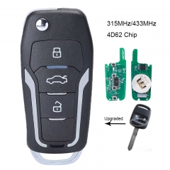 Upgraded Flip Remote Car Key Fob 315MHz / 433MHz 4D62 for Subaru Impreza Forester Liberty