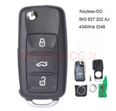 KYDZ Keyless-Go Remote Key 3 Buttons 434MHz ID48 Chip for Volkswagen Beetle Golf Jetta Polo Passat Tiguan Toureg P/N: 5K0 837 202 AJ