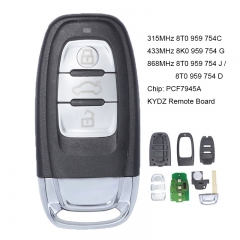 KYDZ Smart Remote Key 3 Button 315MHz 8T0 959 754C FSK 433MHz 8K0 959 754 G 868MHz 8T0959754D for Audi Q5 A4 A5 2008-2013
