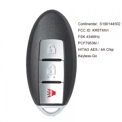 Keyless-Go Smart Remote Key 3B FSK 434MHz PCF7953M / HITAG AES / 4A Chip for Nissan Kicks Rogue Sport 2018 -2020 FCC ID: KR5TXN1 S180144502