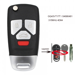 Upgraded Flip Remote Key 315MHz 4D64 for Dodge Ram Durango GQ43VT17T/04686481