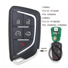 Upgrade Modified Key for Cadillac CTS ATS XTS XRS 2015-2019 Keyless Entry Smart Car Remote Key ID46 Chip ASK 315MHz FCCID: HYQ2AB 433MHz FCCID: HYQB2E
