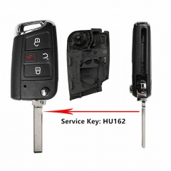Flip Keyless Remote Key Shell Case 4 Button for Volkswagen Atlas 2018-2020 NBGFS12A01 MQB P/N: 5G6 959 752 AC HU162 Blade