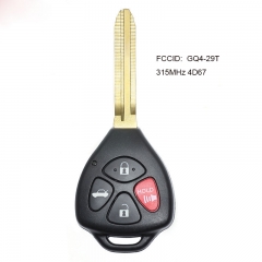 Remote Control Car Key Fob 315MHz 4D67 Chip for Toyota Corolla Avalon FCCID: GQ4-29T