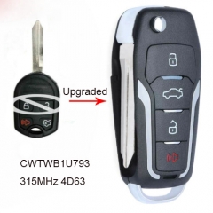 Upgraded Flip KEY REMOTE CLICKER 315MHz 4D63 80bit CHIP for FORD CWTWB1U793