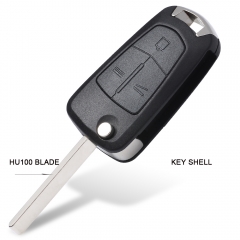 Flip Remote Key Shell 3 Button for Opel, for Vauxhall Astra Vectra Corsa Signum HU100 Blade