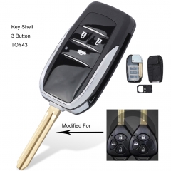 Upgraded Flip Remote Shell Case Fob TOY43 3 Button for Toyota Alvon Camry Corolla RAV4 Venza Yaris