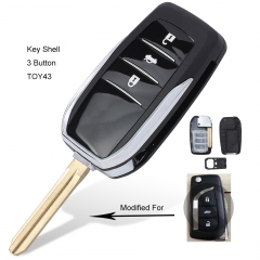 Upgraded Flip Remote Shell Case Fob TOY43 3 Button for Toyota Alvon Camry Corolla RAV4 Venza Yaris B71TA