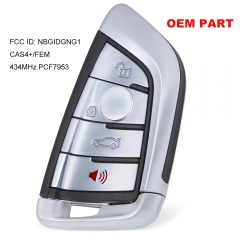 OEM Board Silver Smart Remote Car Key Fob 4 Button 434MHz for PCF7953 for BMW F Series CAS4+/FEM 2011-2017 FCC ID: NBGIDGNG1
