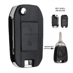 Modified Flip Remtoe Key Case 2 Button Car Key Shell Fob for Peugeot 206 207 for Citroen C2 C3 Xsara Picasso