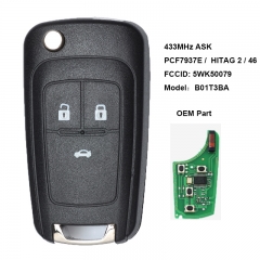 Flip Remote Key 3 Button for Opel Vauxhall PCF7937E /  HITAG 2 / 46 Chip HU100 Blade FCCID: 5WK50079 Model：B01T3BA