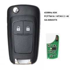 Flip Remote Key 2 Button ASK 433MHz PCF7941A / HITAG 2 / 46 Chip for Opel Corsa D Vauxhall Corsa D FCCID: G4-AM433TX