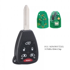 Remote Key 6 Button ID46 Chip 315MHz ID46 Chip for Chrysler Dodge FCC: M3N5WY72XX (Small Button)