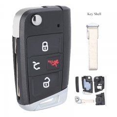 Flip Keyless Remote Key Shell Case 4 Button for Volkswagen Atlas 2018-2020 NBGFS12A01 MQB P/N: 5G6 959 752 AC HU75T Blade