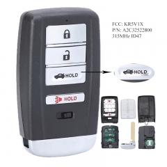 Smart Remote Key 3+1B FSK 315MHz PCF7953X HITAG 3 47 Chip for Acura MDX RDX ILX TLX 2014-2019 - FCC: KR5V1X