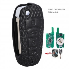 Upgraded Replacement Flip Remote Key 315MHz 4D63 80 BIT Chip Leather Case for Ford FCC: CWTWB1U331