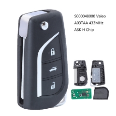 Remote Key Fob S000048000 Valeo A03TAA 433MHz ASK H Chip 3 Button for Toyota Auris Corolla 2012 2013 2014 2015 2016 2017